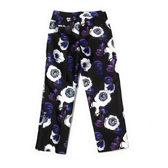 J Crew Patio Pant in Violet Poppy Purple Black Floral Ankle Pants Womens 2 Tall - Picture 6 of 8
